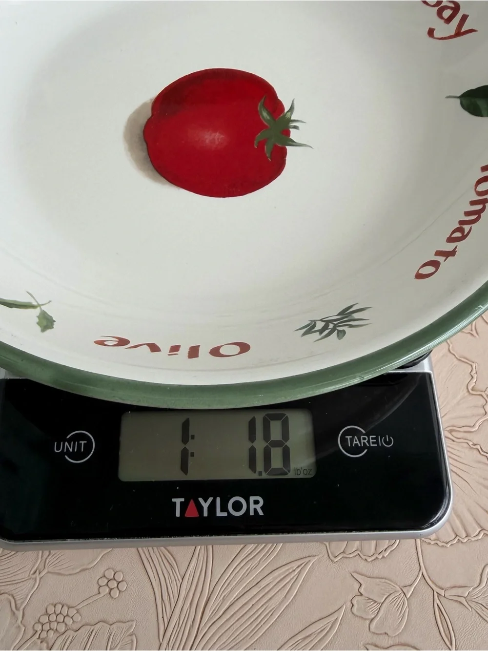 Crate & Barrel Pomodori 9.5” Pasta Bowl Tomato Herbs Portugal